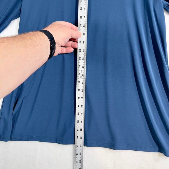 Nanette Lepore Collection Blouse Woman L Blue Zipper Exposed Shoulder 3/4 Sleeve - Picture 8 of 9